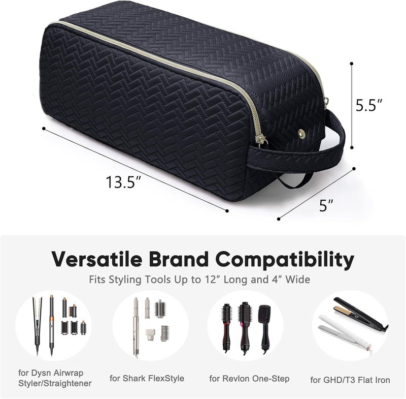 ELCUPA Large Hair Tools Travel Bag Compatible with Shark FlexStyle, Revlon & Dyson | Hair Dryer Brush Organizer, Flat Iron, Curling Iron, Makeup & Cosmetic Bag for Travel Essentials - Image 4